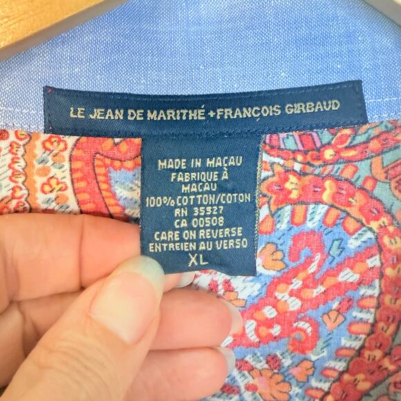 Vtg Le Jean de Marithe + Francois Girbaud Orange Paisley Button Up Shirt Size XL - Picture 9 of 9